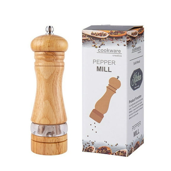 Cooking Pepper Grinder Hand Movement Oak Solid Wood Pepper Mill Kitchen Tools