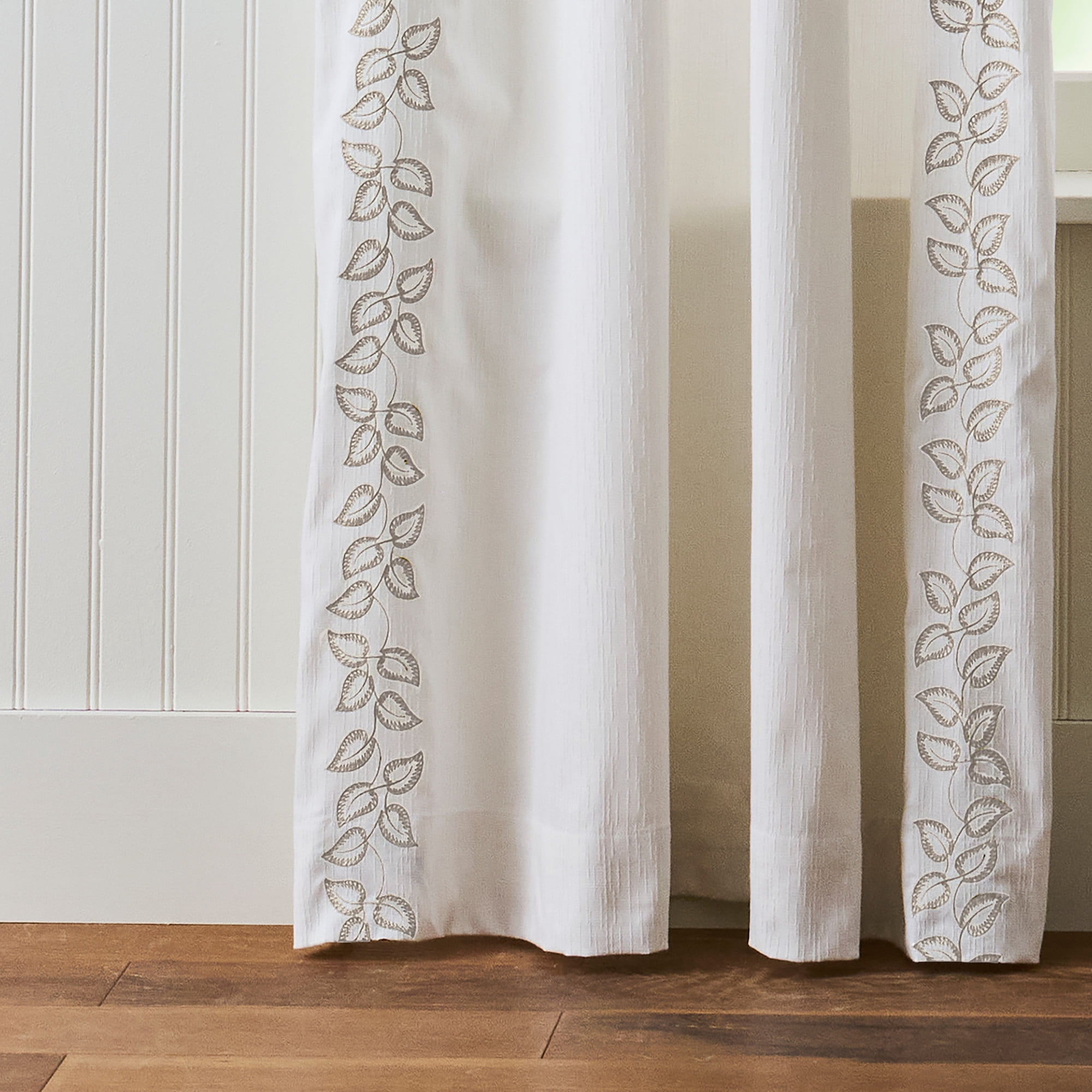 Martha Stewart Plume Curtain Panel Pair, Linen, Back Tab, Light Filtering, Indoor, Adult, 2 Piece Set, 50" x 84"
