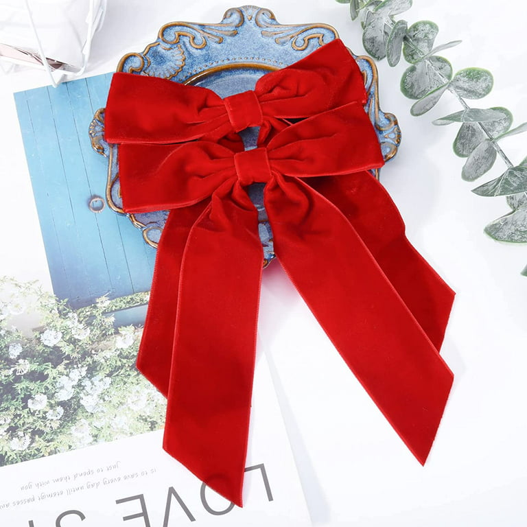 4PCS Velvet Hair Bows Hair Ribbon Clips Big Fall Alligator Clips Hair  Accessories for Women Girls Toddlers (Black+Red)