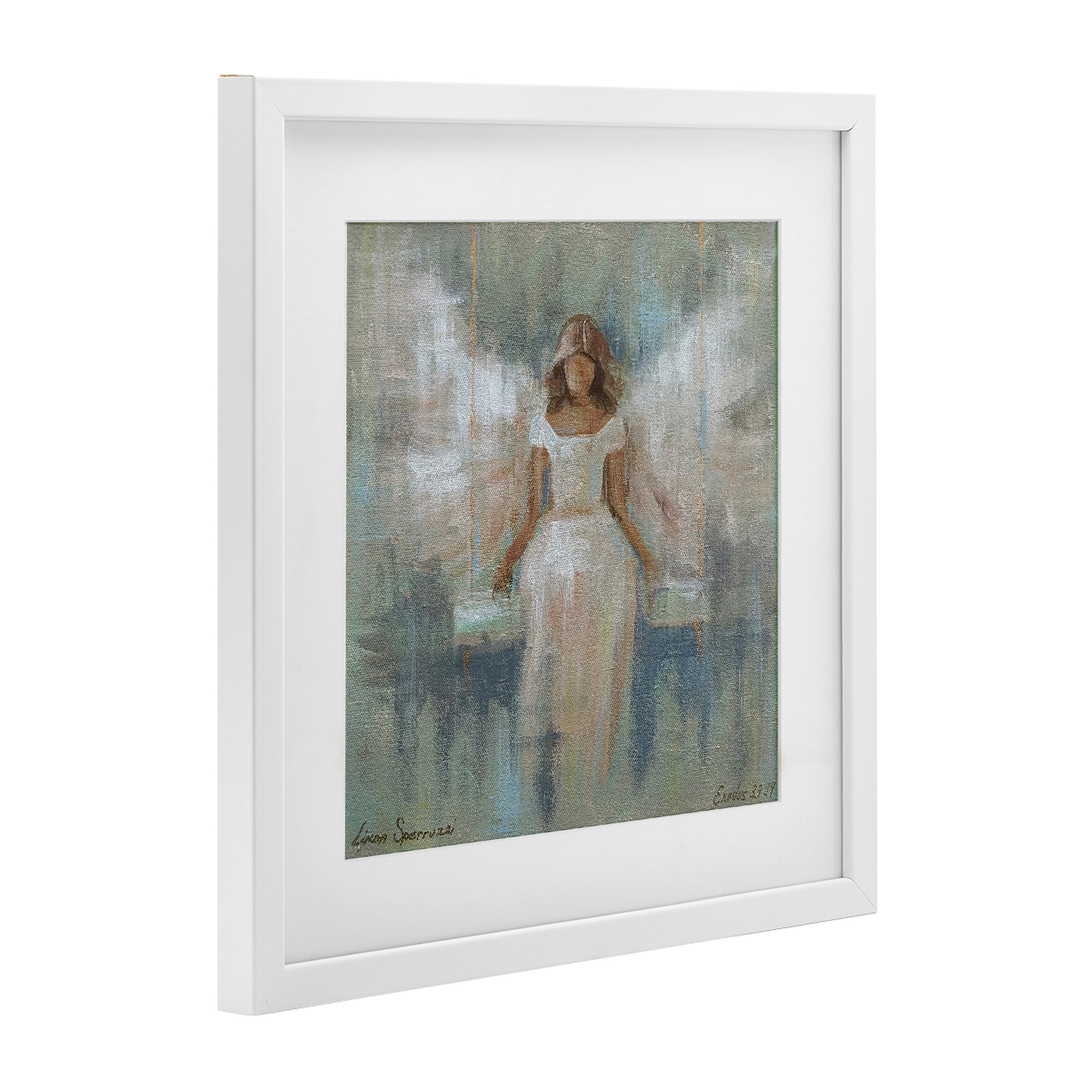 Stupell Industries Dreamlike Restful Angel White Framed Print Under Glass, design by Linda Sperruzzi