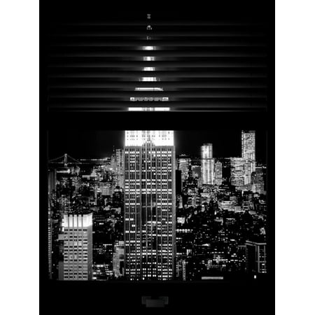 Window View with Venetian Blinds: the Empire State Building and One World Trade Center (1WTC Print Wall Art By Philippe