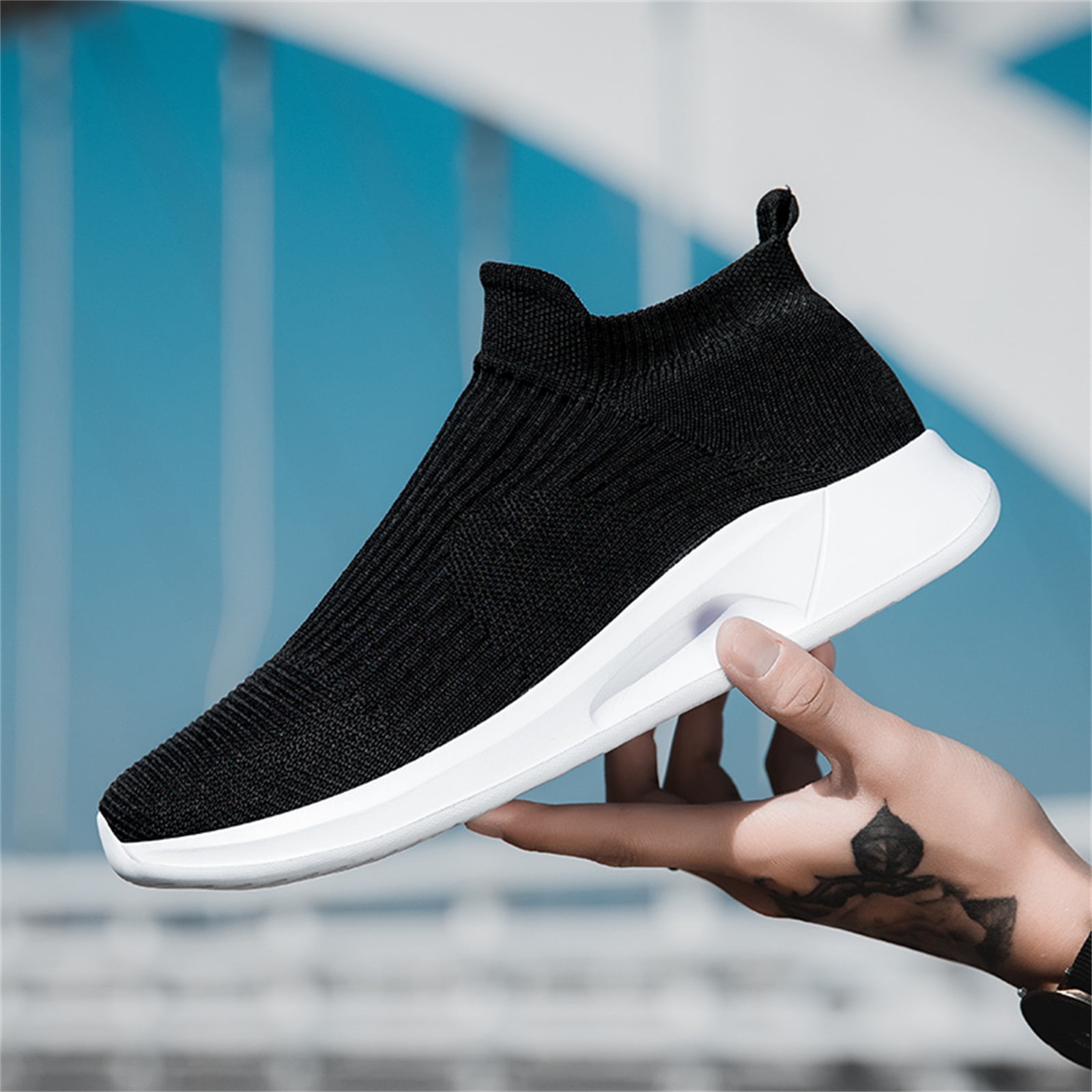 UAYOTSE Men's Casual Shoes Fashion Walking Sneakers Mesh Business Work Lightweight Soft Sole,White 43