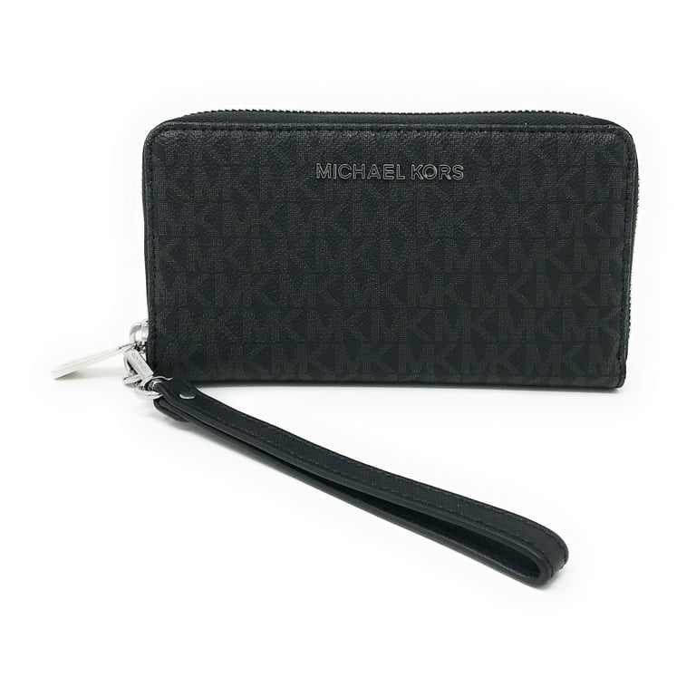 Michael Kors Jet Set Item Large Flat Multifunction Phone Wristlet Case Black