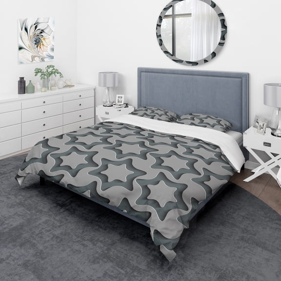 Designart 'Starshaped abstract Technology' Mid-Century Modern Duvet Cover Set