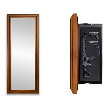 Tactical Traps Mirror MAX Storage with Secured Door | 47 x 19 | Storage with RFID Lock | Safe & Unseen Compartment | Dark Walnut