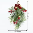 thumbnail image 2 of Topboutique Christmas Swag Decorative Teardrop Swag 2 Pcs Christmas Wreath with Bowknot Artificial Christmas Pine Branch Swag with Berries and Balls for Front Door Farmhouse Home Wall Hanging Decor, 2 of 6
