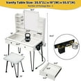 thumbnail image 4 of TC-Homeny Makeup Vanity Table with Charging Station & Compartment Storage Drawers, Visible Glass Desktop & Stool Set, White, 4 of 9