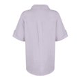 thumbnail image 3 of Button Down Shirt Women Cotton Short Sleeve Blouses V Neck Collared Button Up Summer Beach Tops Light Purple XL, 3 of 6