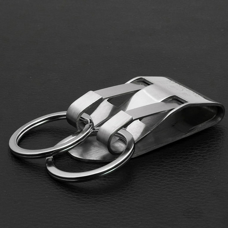 LIQUID Stainless Steel Keyring Security Clip On Heavy Duty Belt Key Clip  Belt Keychain 2 Detachable Keyrings Belt Key Holder 