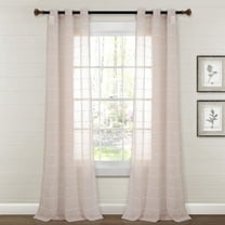 Lush Decor Farmhouse Textured Grommet Sheer Window Curtain Panels Blush 38X84 Set