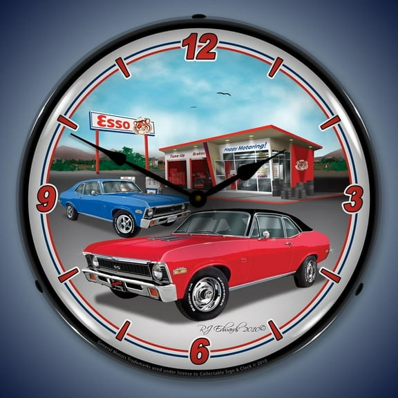 1970 Chevy Nova SS Wall Clock, Lighted, Esso