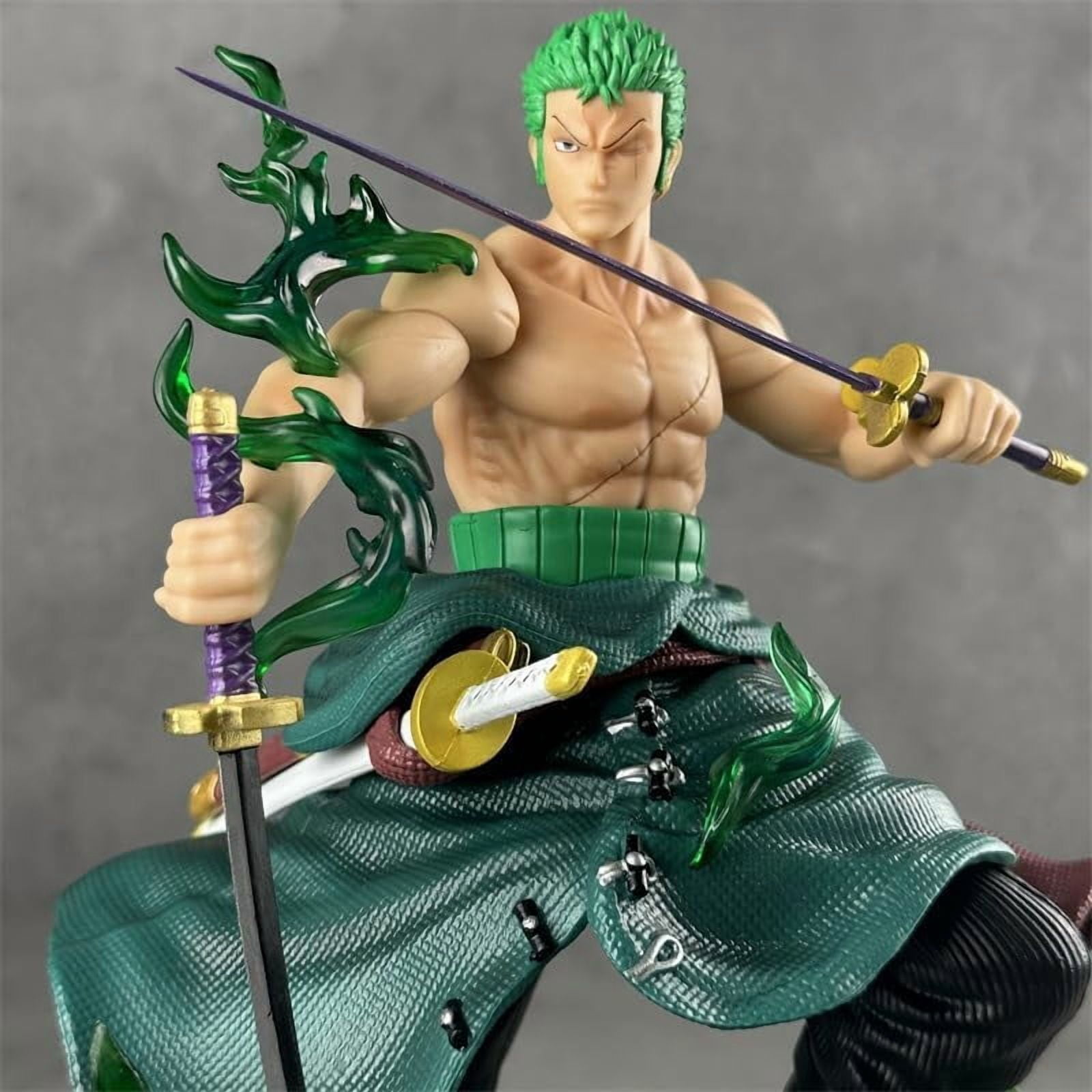 Zoro Figure Fighting Cross Dressing Roronoa Zoro Action Figures 32cm/12.6inch PVC Character Figurine Cosplay Model Collectible for Anime Fans Gift