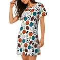 thumbnail image 2 of Fotbe Color Balls Bata de Dormir para Mujer con Estampado, Camisón de Algodón de Manga Corta, Ropa de Dormir Casual, 2 of 6