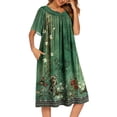 thumbnail image 3 of Ekouaer Womens Nightgown Short Sleeve House Dress with Pockets-Floral Print Mumu Dress, 3 of 5