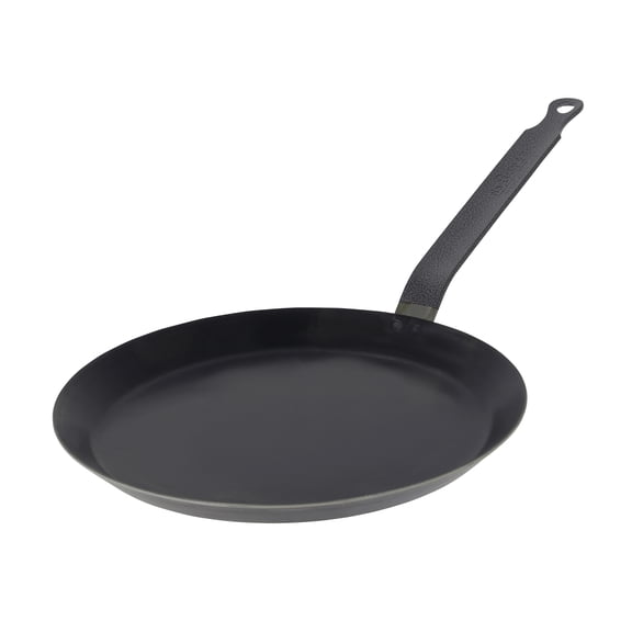 de Buyer - Force Blue - Blue Steel Crepe & Tortilla Pan - Nonstick Carbon Steel Frying Pan with Traditional French Handle - For Use with Low to Medium Heat - 7", 2 mm