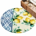thumbnail image 2 of Small Round Rug 3Ft, Lemon Non-Slip Washable Circle Rugs Carpet, Summer Green Botanical Blue and White Porcelain Indoor Outdoor Rug Floor Mats Throw Runner for Bedroom Living Room Bathroom, 2 of 8