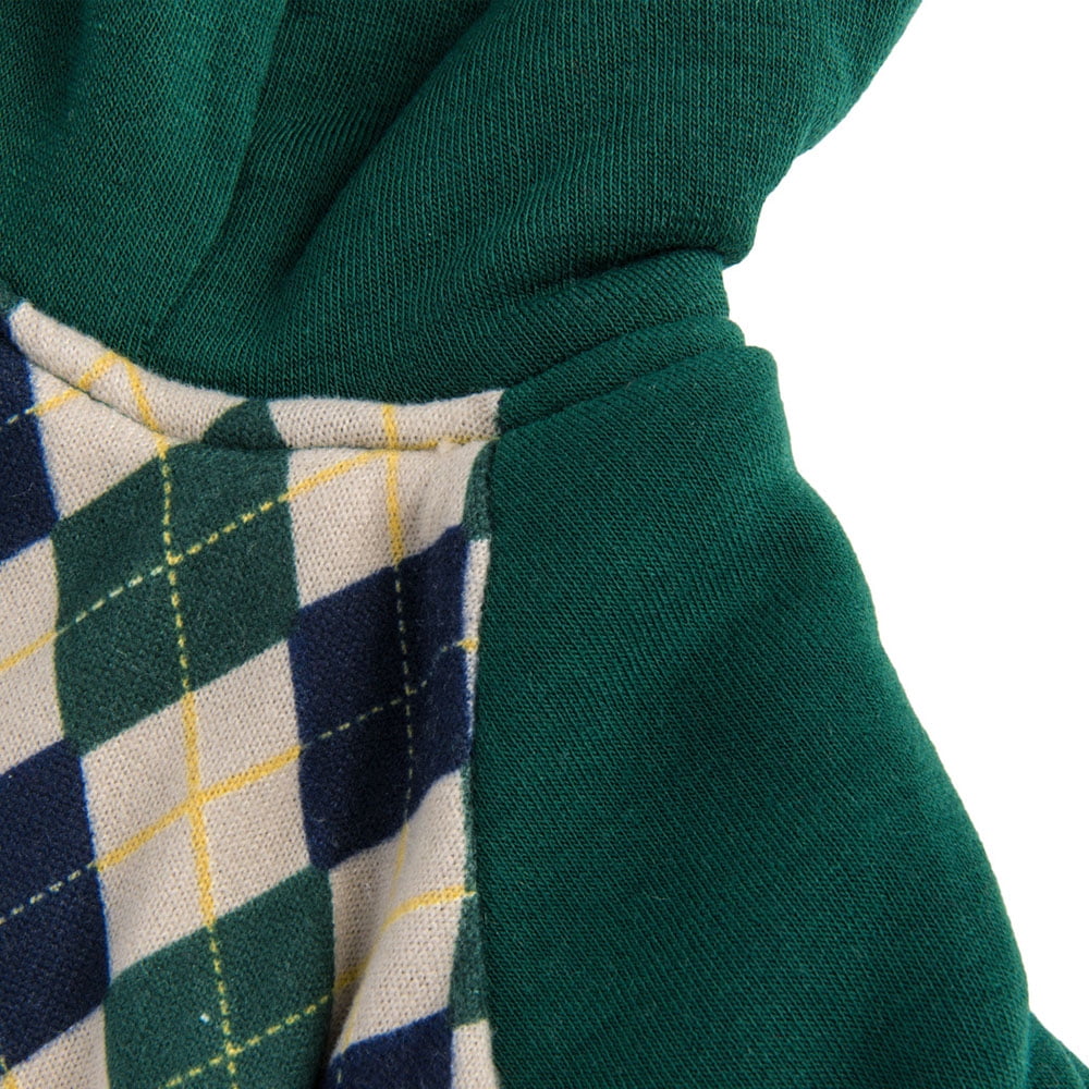 CUECUEPET Hoodie Cotton Gender Neutral Jacket for Small to Medium Sized Dogs (Green / Blue Plaid) [Multiple Sizes Available]