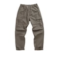 thumbnail image 6 of Men's Heavyweight Cargo Pants Regular Fit 100% Cotton Multi-Pocket Work Trousers with Elastic Waist, 6 of 12