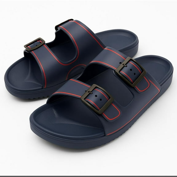 TX103 Men’s Footbed Slippers Arch Support House Slides | Cushioned EVA Slip-On Sandals | Non-Slip Sole & Breathable for Indoor/Outdoor Comfort | Open-Toe, Easy Wear Design | Black, Brown, Grey, Navy