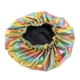 thumbnail image 2 of Gold Sleep Bonnets for Women Sleep Leisure Hat cotton Secure Fit, Adjustable, Night Cap For Curly & Textured Hair - Prevents Breakage, Tangles & Thinning One Size, 2 of 2