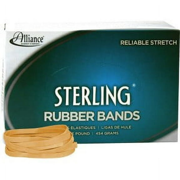 Alliance Rubber Sterling Rubber Bands, Size 64 (3-1/2" x 1/4"), Approx. 425 Bands per 1 lb. Box, Crepe