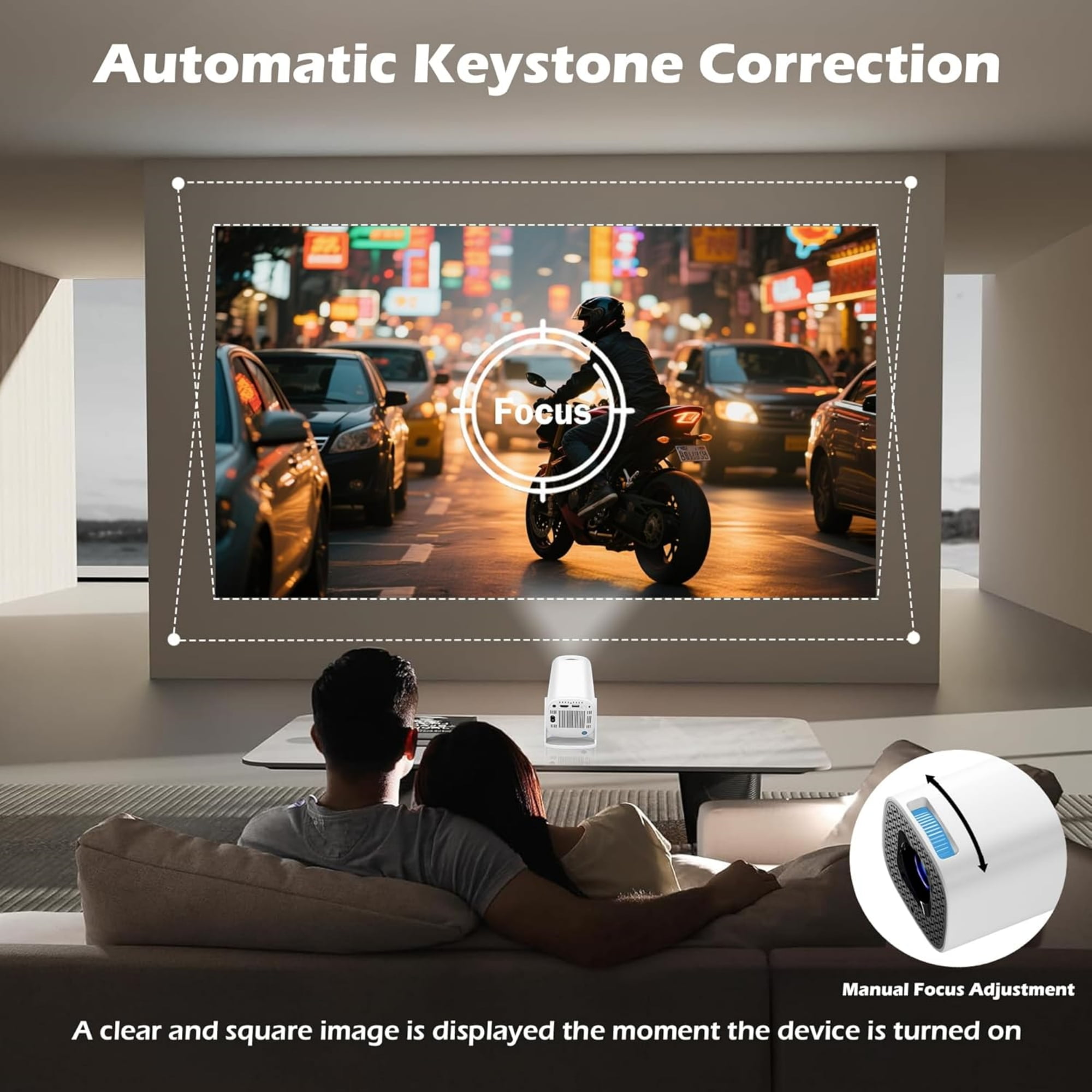 BDQ Smart 4K Mini Projector with Android 11, WiFi 6 & BT 5.0, Auto Keystone, 180° Rotatable, Portable Outdoor Movie Projector