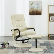 Suzicca Massage Chair with Foot Stool Cream Faux Leather