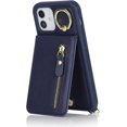 thumbnail image 5 of iPhone 12 Mini Case with Card Holder for Women, iPhone 12 Mini Phone Case Wallet with Strap Credit Card Slots Crossbody with Kickstand Zipper Case for iPhone12mini - Blue, 5 of 16