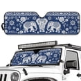 thumbnail image 2 of POLERO Blue Bohemian Elphant Automotive Sunshade Comes with Storage Bag, Keep Car Interior Cool,Universal Windshield Sun Shade Fit for Cars, Off-road Vehicle, Trucks, SUV (52.95x16.14 inch), 2 of 7