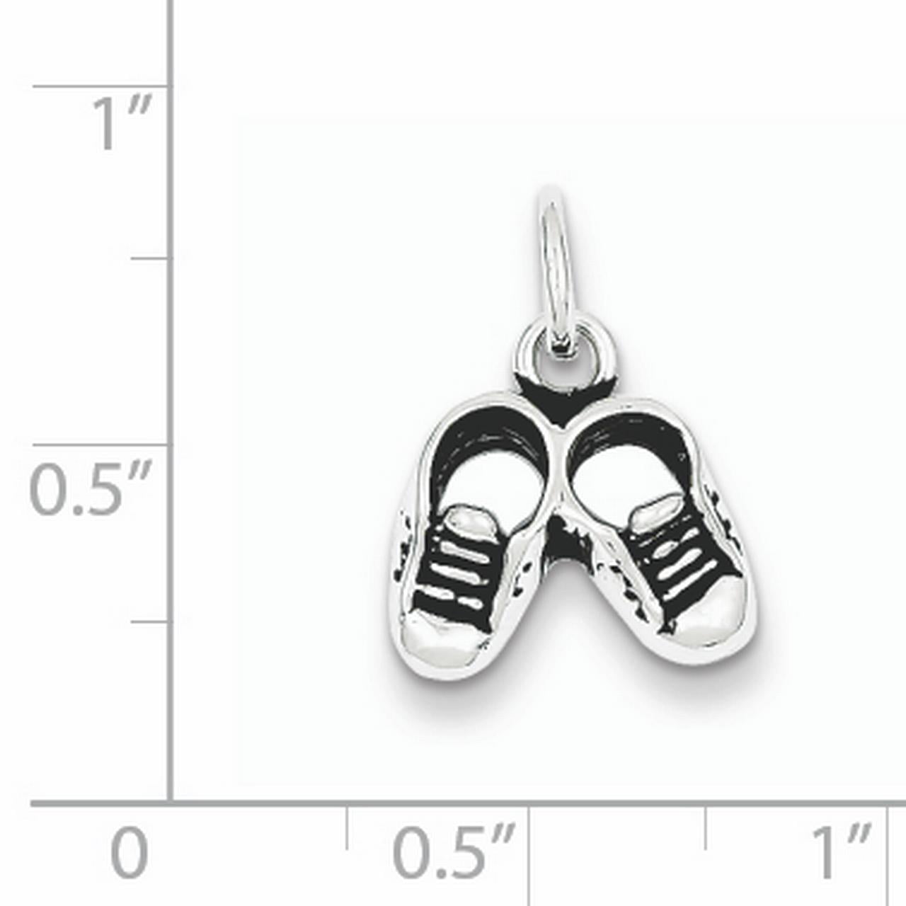13mm x 17mm Solid 925 Sterling Silver Antiqued-Style Childs Shoe Pendant Charm