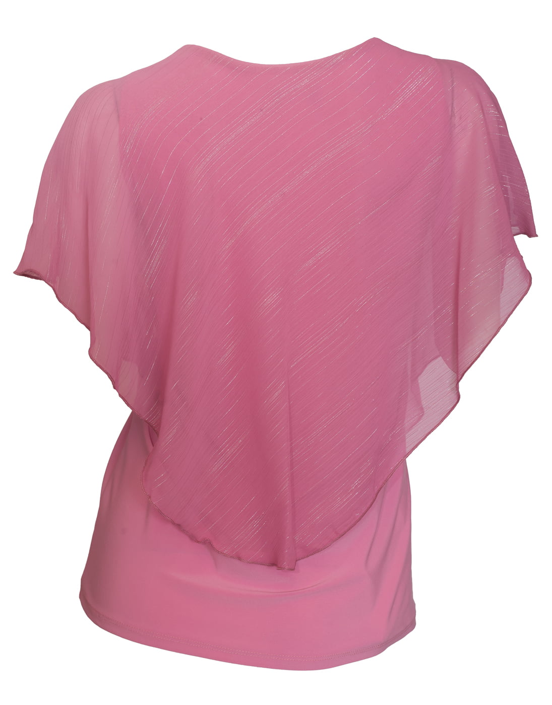 eVogues Plus Size Layered Poncho Top with Pearl Pendant Pink Glitter Stripe  18223