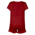 thumbnail image 5 of REORIAFEE Two Piece Sets for Women Summer Casual Elegant 2 Piece Sets for Beach Work Beach Outfit Fashion Women Casual Short Sleeve V Neck Tops Nightwear Shorts Sleepwear Sets Wine XXL, 5 of 9