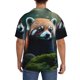 thumbnail image 3 of Balery Forest Plant Raccoon Camisa Casual de Manga Corta con Botones para Hombre, Texturizada, Estilo Cubano, para Playa, Verano-Small, 3 of 5