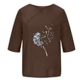 thumbnail image 3 of Blusas de Manga Corta para las Mujeres Impresas Cuello Redondo Camiseta Casual, Blusa de Algodón de Imitación para las Mujeres, 3 of 4