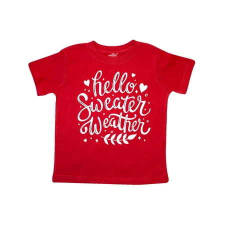 

Inktastic Winter Hello Sweater Weather in White Gift Toddler Boy or Toddler Girl T-Shirt