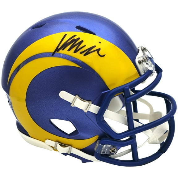 Kyren Williams Autographed Los Angeles Rams Blue Speed Mini Helmet Beckett BAS Witness 224759
