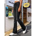 thumbnail image 4 of Women's High Waisted Straight Leg Jeans Distressed Black Denim Cuffed Casual Pants, 4 of 7