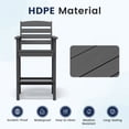 thumbnail image 4 of FUNDAZE Outdoor Bar Height Chair Set of 2, HDPE Weather Resistant Patio Stools with Wide Seat, Ergonomic Back, Armrest & Footrest, Tall Bar Chair for Garden, Poolside, Balcony, Gray, 4 of 6