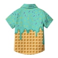 thumbnail image 4 of MGDXOX Kids Short Sleeve Ice Cream Print Button Down Shirts Lightweight Breathable Fabric Spring Summer Fun Casual Wear Green 14-15 years, 4 of 8