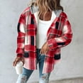 thumbnail image 4 of Sokhug Jackets for Women with Hood Casual Loose Button Down Buffalo Plaid Flannel Shirts Fall Winter Fashion Shacket Coats, 4 of 6