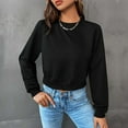thumbnail image 2 of Babysbule Womens Long Sleeve Tops Ladies Fashion Casual Raglan Sleeves Colorblock Short Cropped Navel Crew Neck Hoodie, 2 of 9