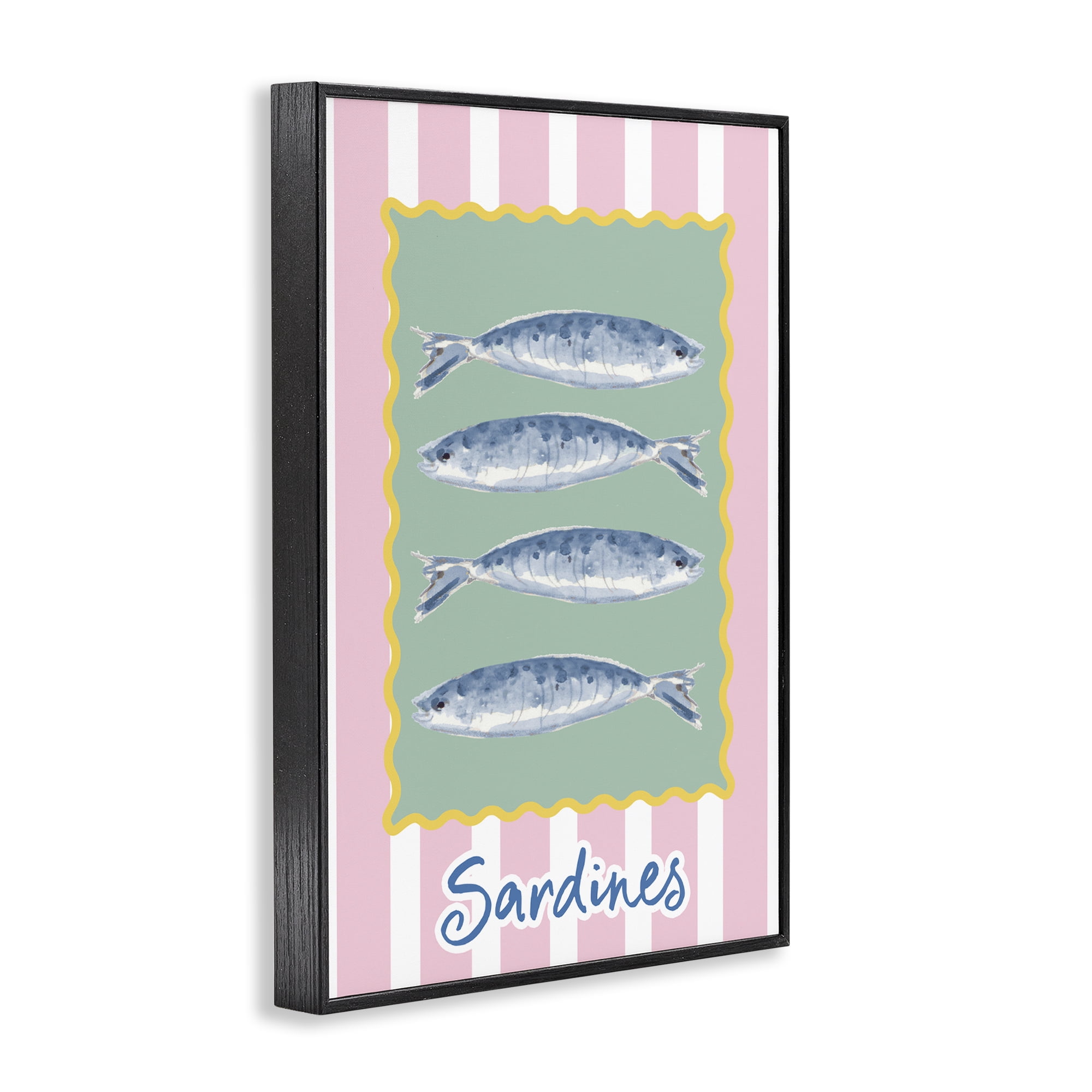 Stupell Industries Pastel Striped Sardines Black Framed Giclee Art, design by Patricia Pinto