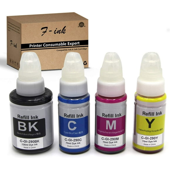 F-ink Refill Ink Bottle Replacement for Canon GI-290 Ink kit,Work with PIXMA G1200 G2200 G3200 G4200 G4210 Printer（ BK