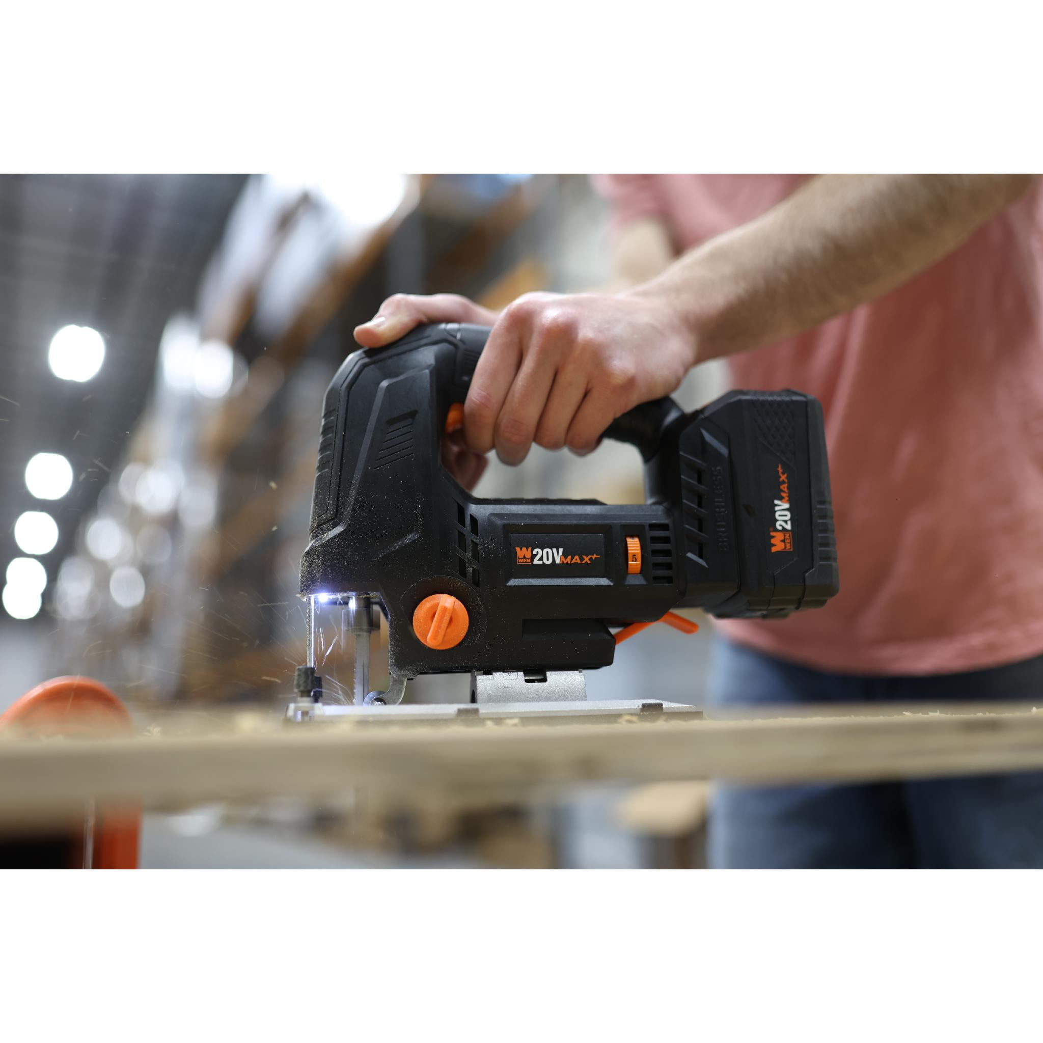 WEN 20V Max Cordless Brushless Auto-Speed Jigsaw (Tool Only – Battery Not Included)