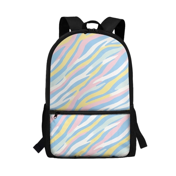 Uourmeti Pastel Stripes Backpack, Large Capacity School Backpack 17 Inch Personalized Student Bookbag for Camping Travel