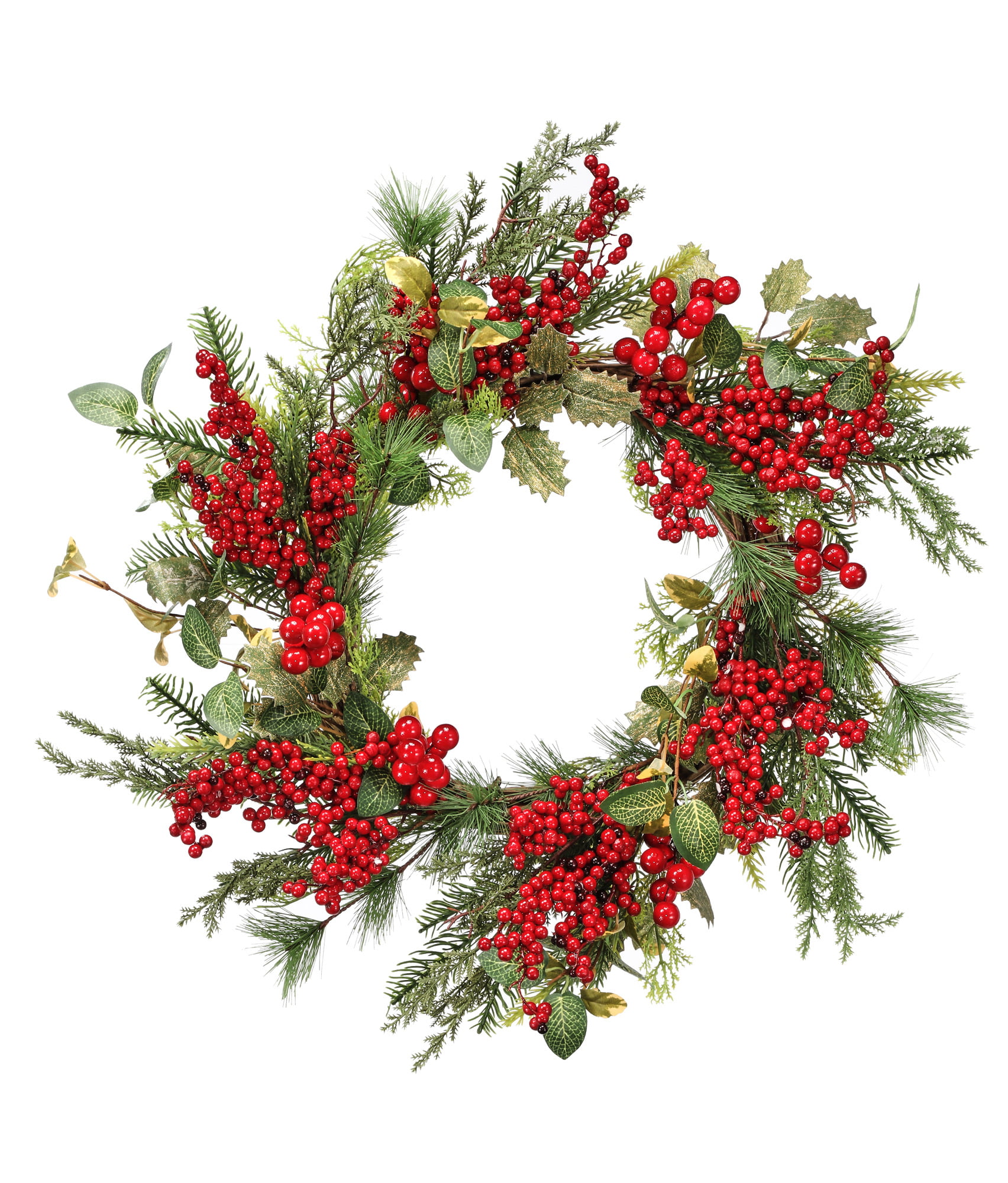 50X Christmas Red Berry Pick Holly Branch Wreath Xmas Tree Hanging Decoration 