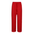 thumbnail image 5 of Summer Savings Clearance! Edvintorg Wide Leg Pants Women 2023 Trendy Women's Summer Casual Pants High Waist Solid Color Comfortable Button Decoration Pants With Drawstrings Red XXXL, 5 of 6