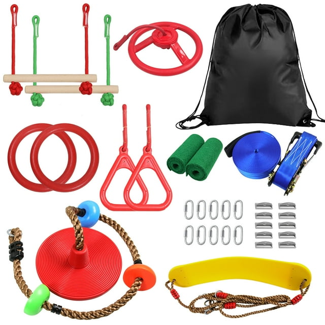 Trousse d'Obstacles d'Escalade pour Enfants Ligne Suspendue Parcours d'Obstacles Ensemble de Jeu Extérieur Accessoires de Balançoire
