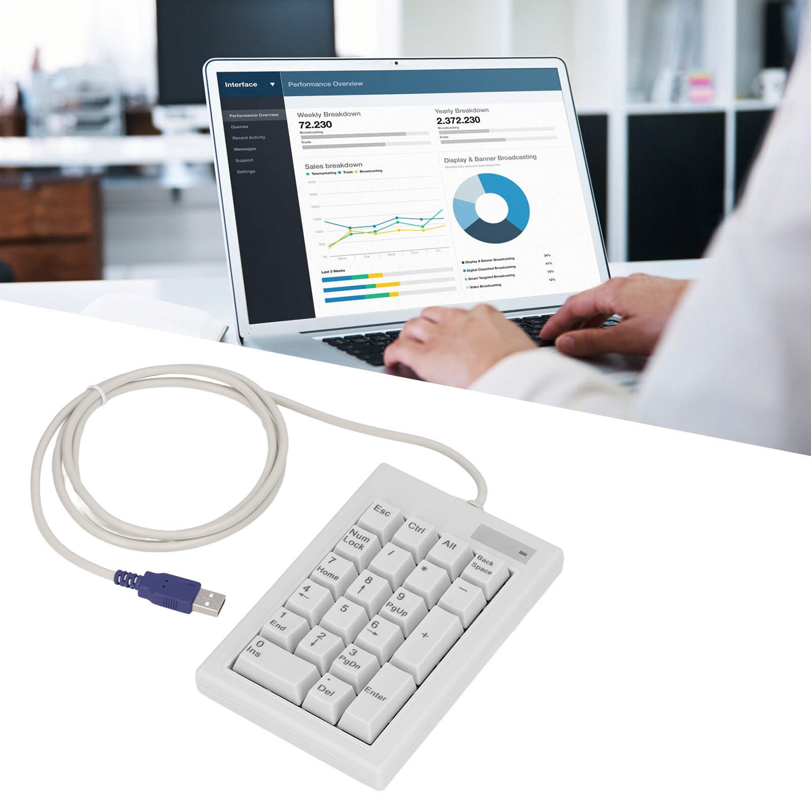 Numeric Keypad, 21 Keys Mechanical Numeric Keypad Multifunctional