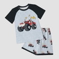 thumbnail image 2 of larppty Toddler & Big Boy 2-Piece Monster Truck Outfit – Raglan Short Sleeve T-Shirt & Shorts Set, Casual Playwear for Kids 2-12Y（Black， 9-10 Years）, 2 of 4